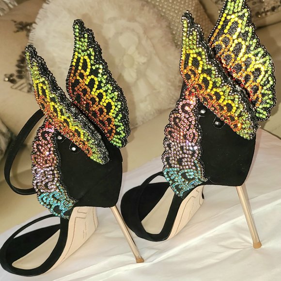 Sophia Webster Rainbow Evangeline Rhinestone Crystal Angel Wing Sandal Sz 40 - Picture 6 of 16